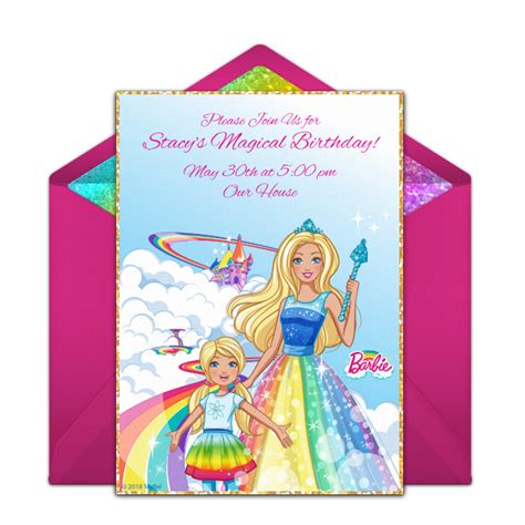 Free Barbie Rainbow Princess Invitations Barbie Invitations Barbie
