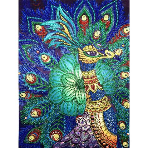 5d Diy Special Shaped Diamond Painting Peacock Cross Stitch Embroidery