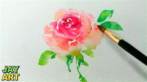 How To Paint A Pink Rose In Watercolor Jay Art Youtube