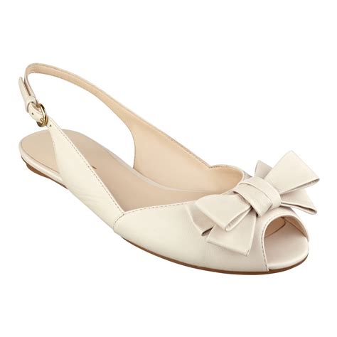Nine West Bethany Peep Toe Flat In Natural Lyst