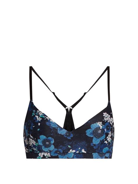 The Upside Synthetic Zoe Cherry Blossom Print Performance Bra In Blue Lyst