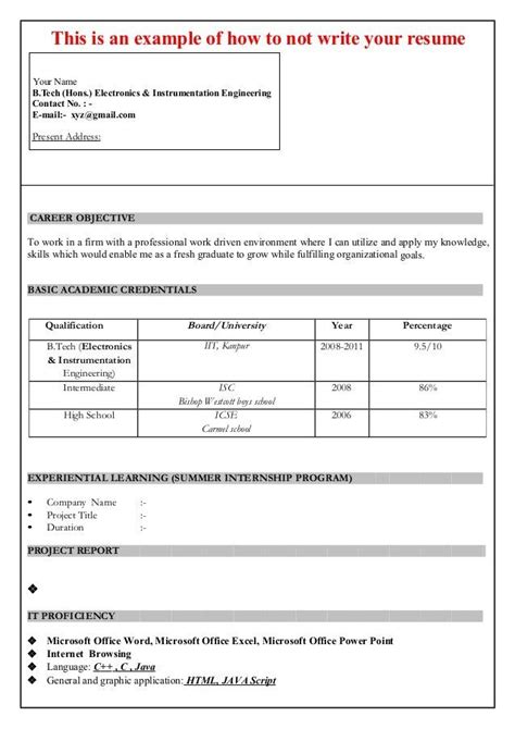 Refer to our fresher resume template for word and the following examples for ideas on how to present your experience in ways likely to interest hiring managers or recruiters. Resume Format For Freshers Free Download | Resume format ...