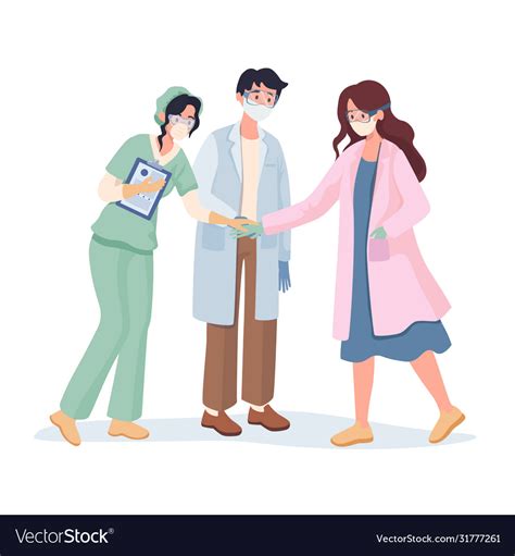 Doctors And Nurses Teamwork Flat Cartoon Vector Image