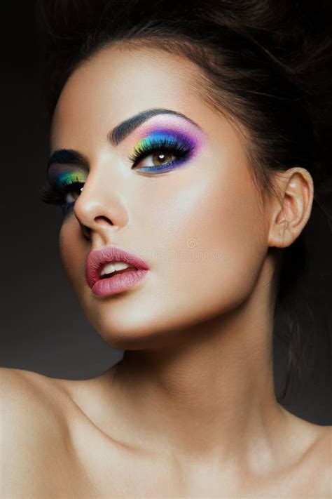 Beauty Fashion Model Girl With Bright Makeup Stock Image Image Of