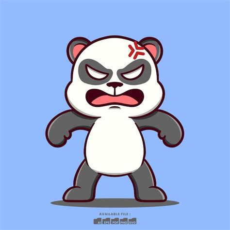 Premium Vector Cute Angry Panda Cartoon Illustration