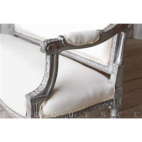 Eloquence Vintage Modern French Grey Pewter Carved Settee 1940