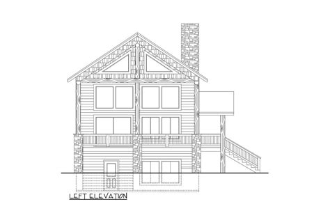 Craftsman Lake House Plan With Floor To Ceiling View To The Side