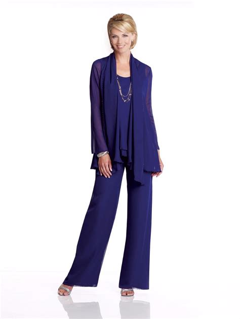 Chiffon Mother Of The Groom Bride Pant Suits Lady Mother Pants Suit For