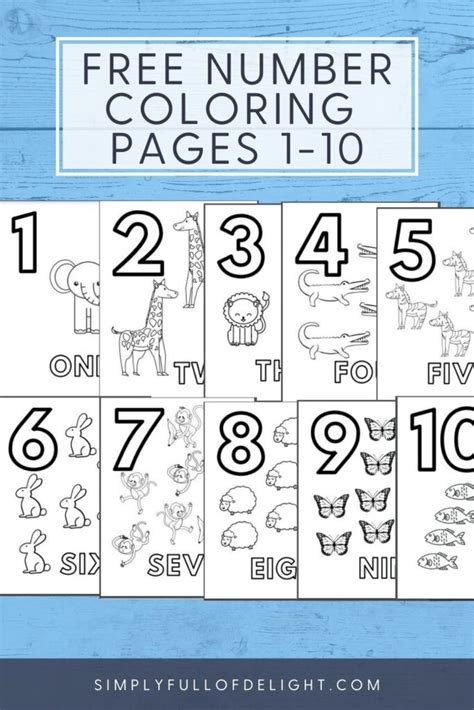 Preschool Number Coloring Pages 1 10 Free Printable