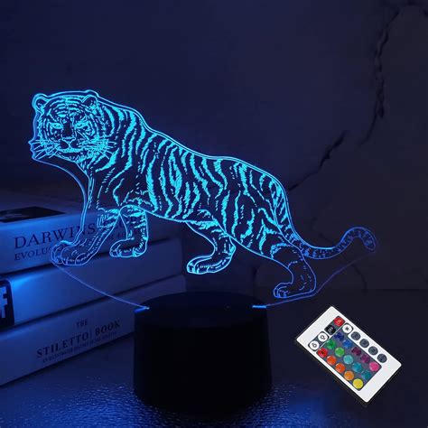Tiger Night Light 3d Lamp With Remote 16 Colors Living Bed Room Bar