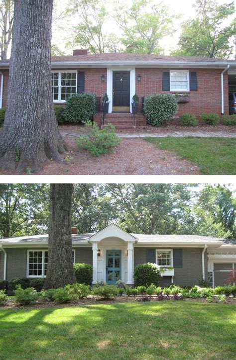 Before and after pic painted this ranch repose gray by. 10 Before and After Curb Appeal Photos | Pretty Purple Door