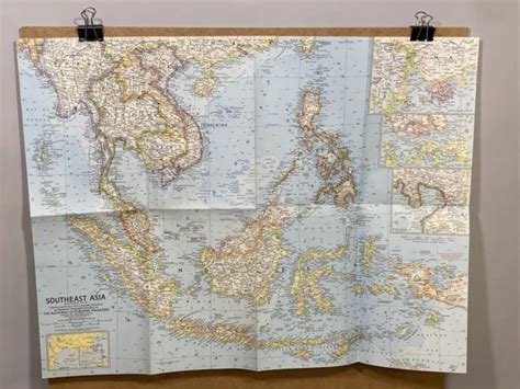 National Geographic Vintage Old Atlas Wall Map May 1961 Southeast Asia Burma Sea £7 47 Picclick Uk