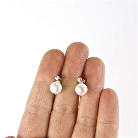 Sterling Silver Pearl And Crystal Stud Earrings By Gama Weddings