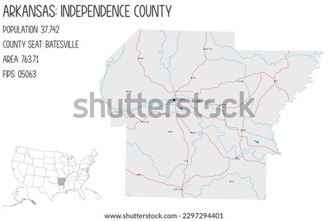 Large Detailed Map Independence County Arkansas Stock Vector Royalty