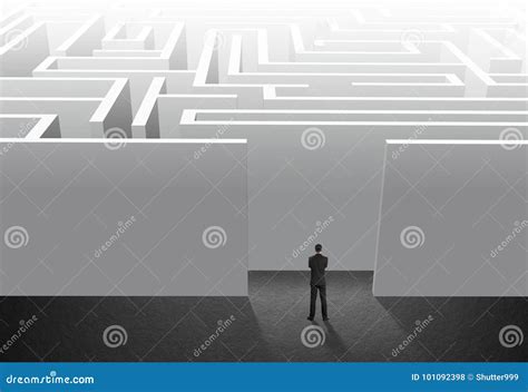 Businessman Stand In Maze Stock Photo Image Of Path 101092398