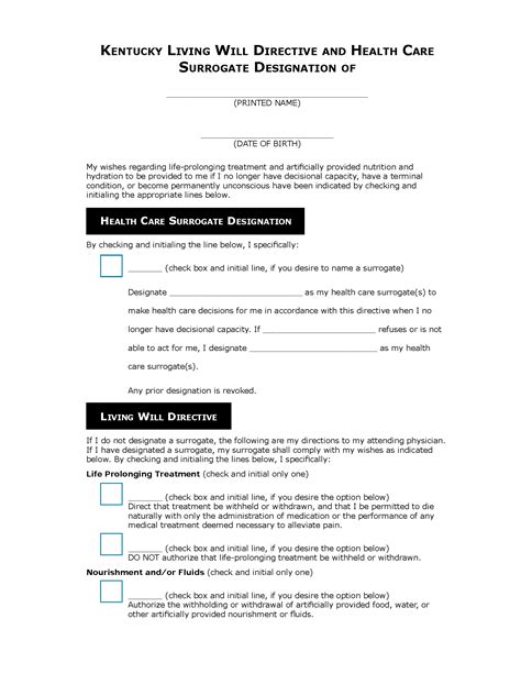 Kentucky Medical Power Of Attorney Pdf Free Printable Legal Forms
