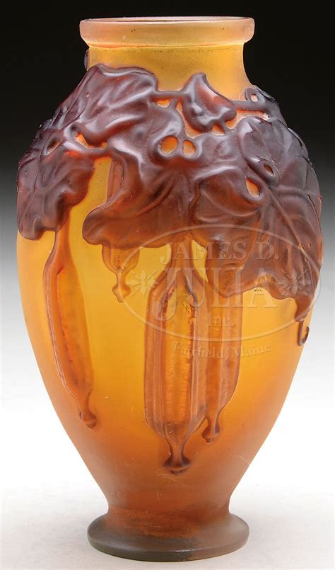 E Galle 1846 1904 Mould Blown Glass Vase The Frosted Grey Glass Internally Mottled With