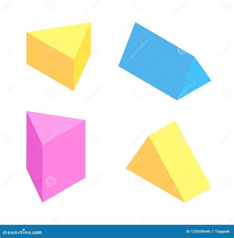 Triangular Prisms Collection Colorful Figures Set Stock Vector