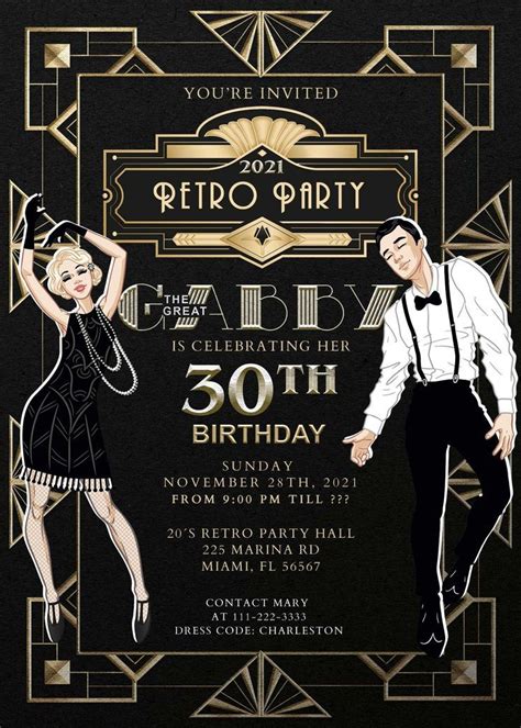 The Great Gatsby Birthday Invitation Artofit