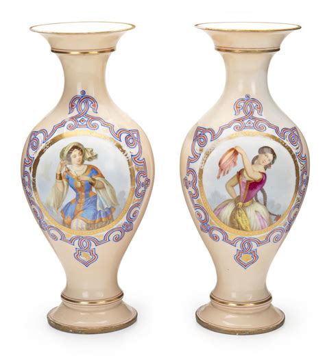 Lot A Pair Of Continental Porcelain Portrait Vases