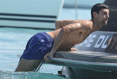 Novak Djokovic Takes A Dip In The Med On Stag Do In Ibiza Daily Mail