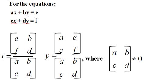 Cramers Rule For Two Variables