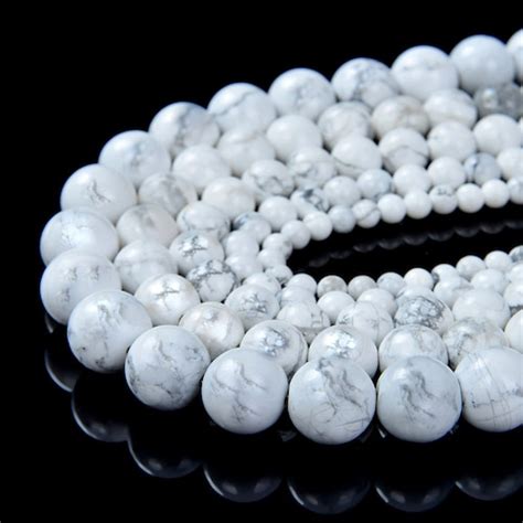 White Howlite Beads Grade Aaa Genuine Natural Gemstone Round Etsy