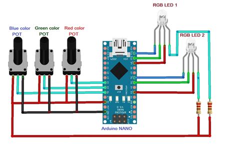 Color Generation Using RGB LED Arduino And Potentiometer