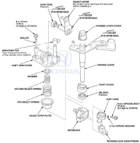 Honda Accord Change Lever Assembly Disassemblyreassembly Manual