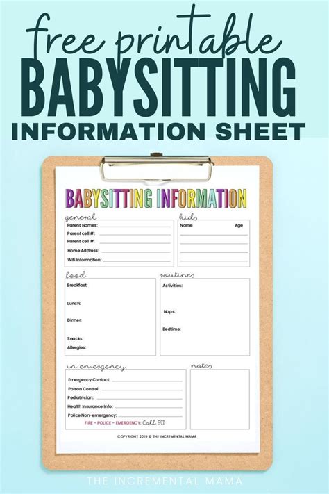 Free Printable Babysitting Information Sheet Babysitting Discipline
