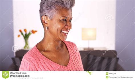 Happy Mature Black Woman Stock Photo Image Of Camera 44821394