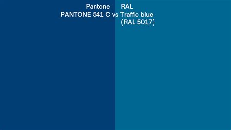 Pantone 541 C Vs Ral Traffic Blue Ral 5017 Side By Side Comparison