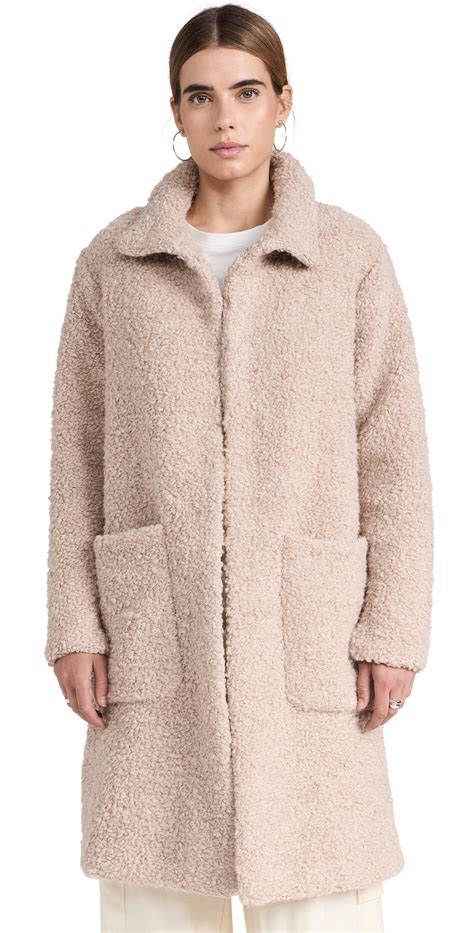 Buy James Perse Sherpa Boucle Funnel Neck Coat Nude At Off