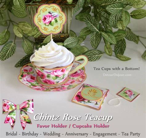 Pink Rose Paper Tea Cup Cupcake Wrapper Set Weddings Etsy Paper Tea