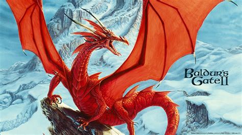 Wallpaper Fantasy Art Red Dragon Mythology Baldurs Gate Ii Wing
