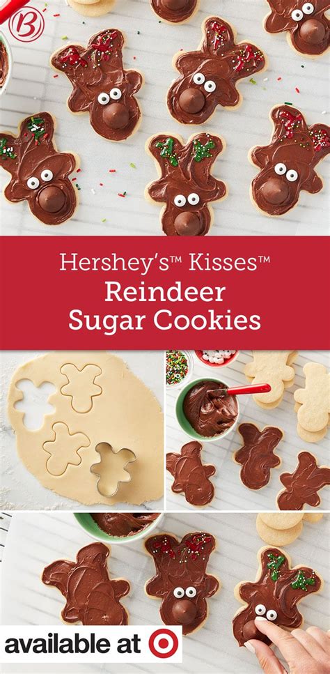 Press hershey kiss into each cookie when fresh out of the oven. Hershey's™ Kisses™ Reindeer Sugar Cookies | Recipe ...