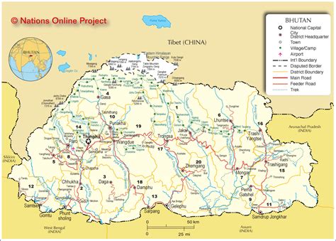 Map Of Bhutan Nations Online Project