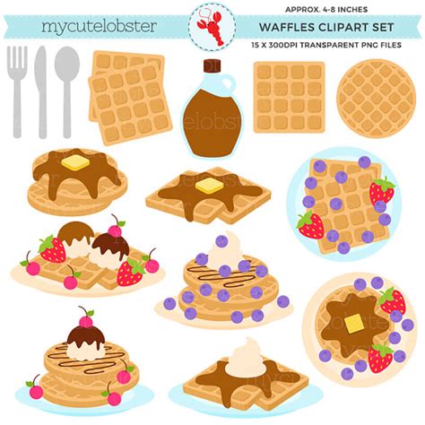 Waffles Clipart Set Breakfast Food Waffle Clip Art Syrup