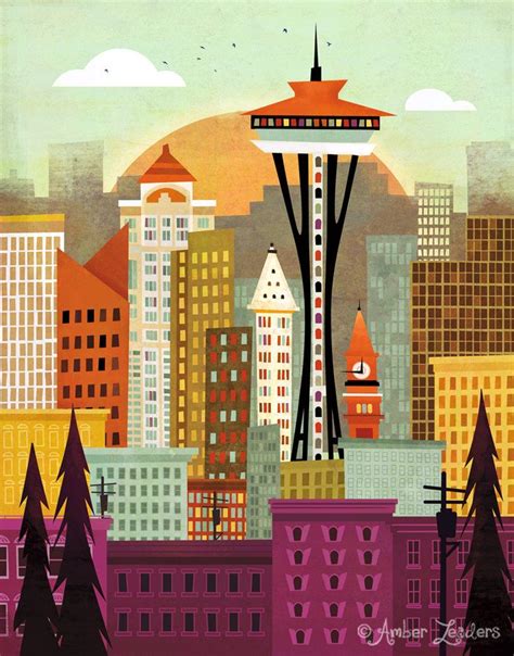 Seattle Skyline By Amber Leaders 5x7 Or By Amberleadersdesigns 1200