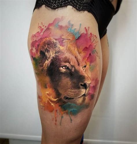 Watercolor Tattoo Lion Colorful Lion Tattoo Watercolor Lion Tattoo