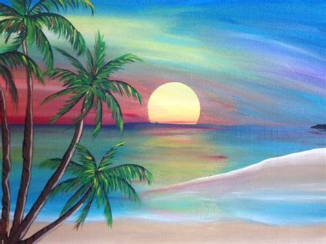 Sunset Beach Painting Original Artwork Beach Decor