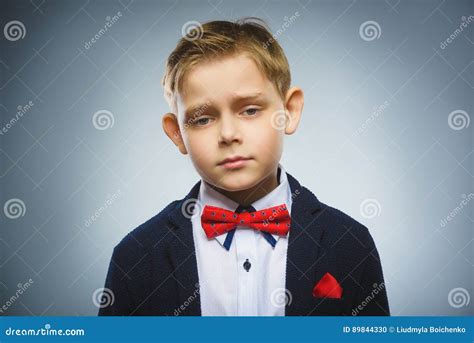 Closeup Sad Boy With Worried Stressed Face Expression Stock Photo