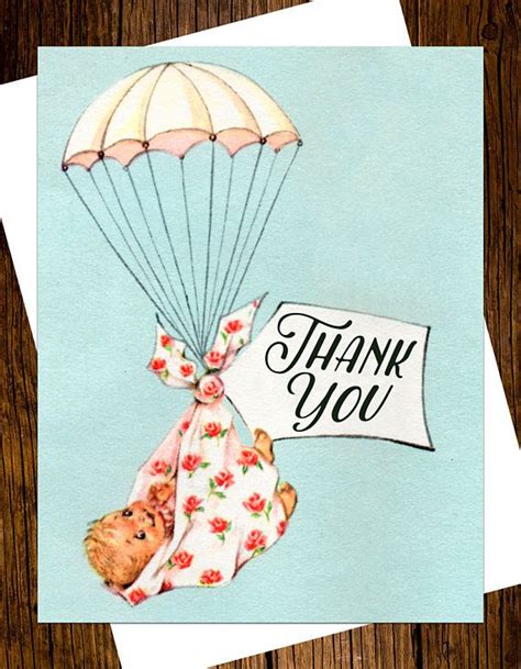 This design features a pale blue gingham border and the wording at the top says from the nursery of and is personalized with the baby's name. Stork Baby Shower Thank You Cards (mit Bildern)