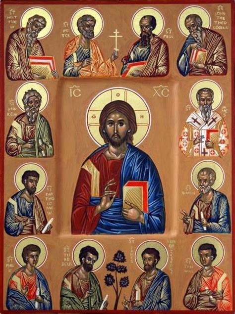 Icon Christ And The 12 Apostles Religious Images Religious Icons