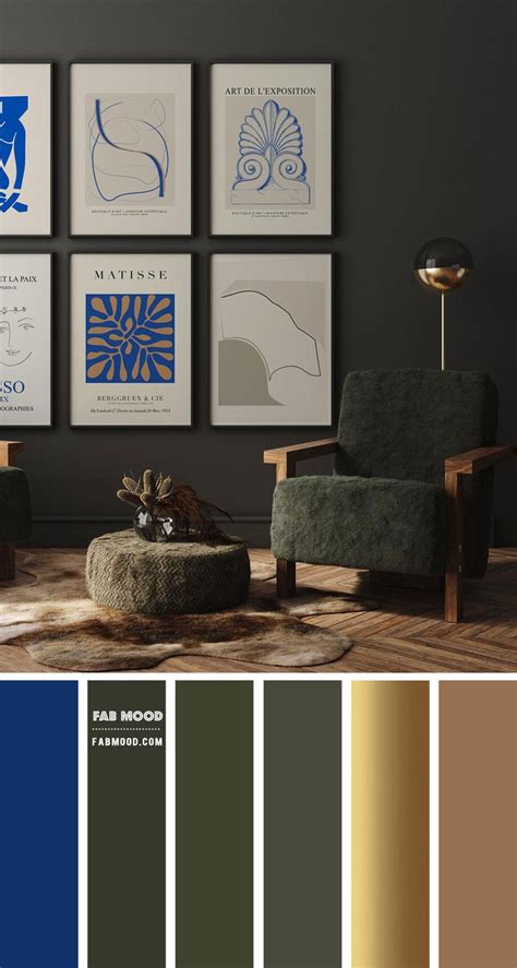 Blue Gold Metallic Olive Green Living Room Color Scheme