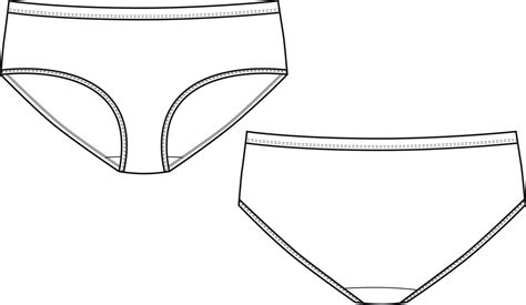 Hipster Underwear Technical Brief Panty Flat Fashion Sketch