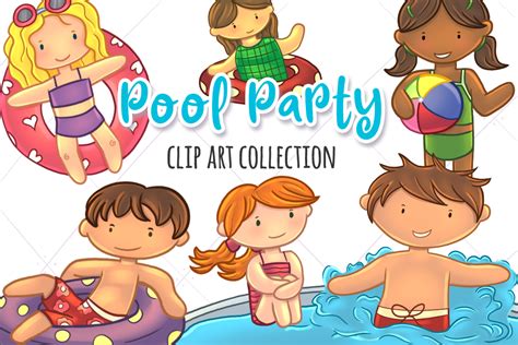 Pool Party Summer Fun Clip Art Collection 88945 Illustrations Design Bundles