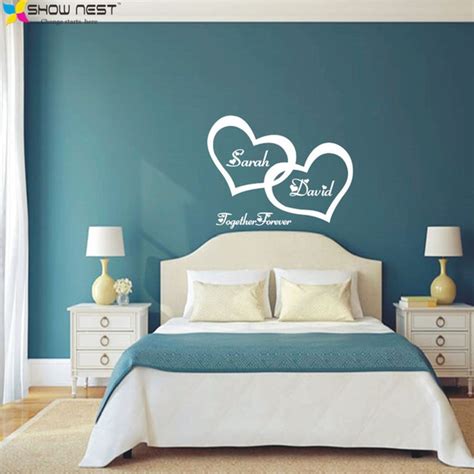 Symbol Of Love Forever Wall Sticker Double Heart Custom Couple Name