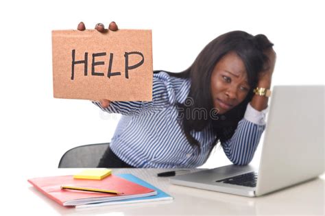 Black African American Ethnicity Frustrated Woman Working