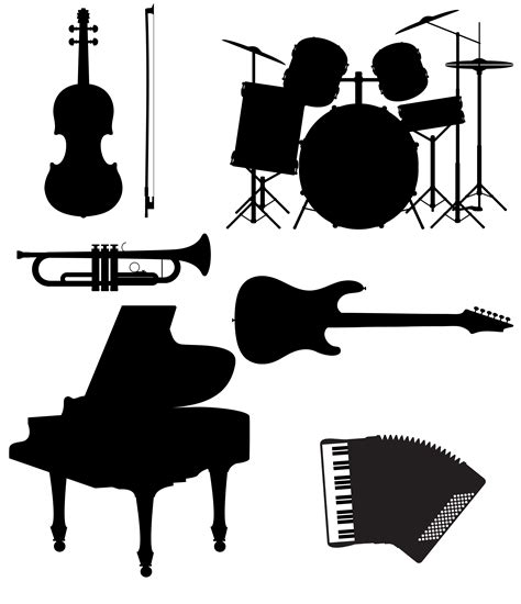 Conjunto De Iconos Siluetas De Instrumentos Musicales Vector